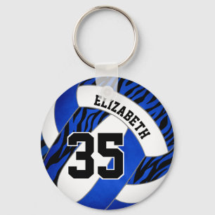 blauw met zebra strepen accentmeisjes volleybal sleutelhanger