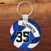 blauw met zebra strepen accentmeisjes volleybal sleutelhanger (Achterkant)