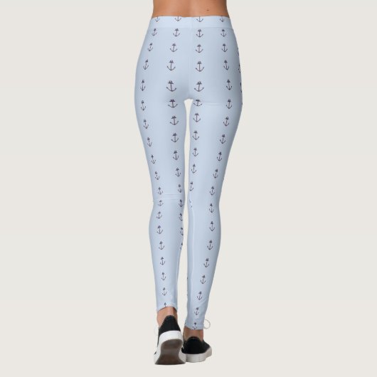 Blauw met zeemankeranker leggings (Achterkant)