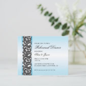 Blauw met zwart swirly lint repetitie diner kaart (Staand voorkant)