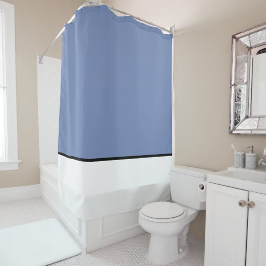 Blauw met zwarte/witte vlekgordijnen douchegordijn (In situ)