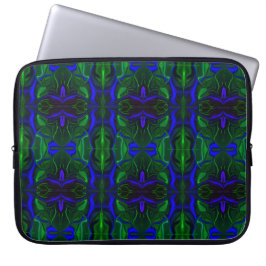 Blauw met 'zwevende' verstrengelde lijnen laptop sleeve
