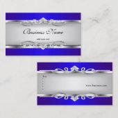 Blauw Metaal Chroom Look Elegant Wit Stijl Zilver Visitekaartje (Voorkant / Achterkant)