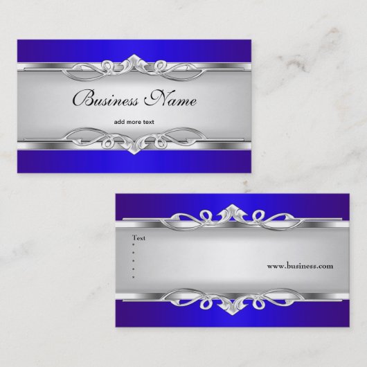 Blauw Metaal Chroom Look Elegant Wit Stijl Zilver Visitekaartje (Voorkant / Achterkant)