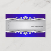 Blauw Metaal Chroom Look Elegant Wit Stijl Zilver Visitekaartje (Achterkant)