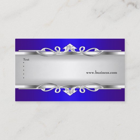 Blauw Metaal Chroom Look Elegant Wit Stijl Zilver Visitekaartje (Achterkant)