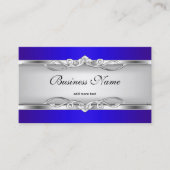 Blauw Metaal Chroom Look Elegant Wit Stijl Zilver Visitekaartje (Voorkant)