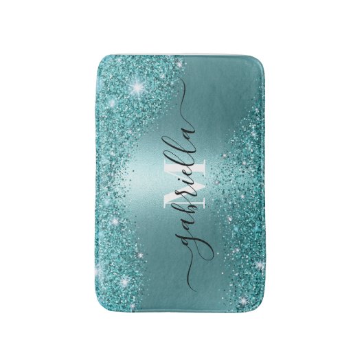 Blauw Metaal en Glitter Badmat (Voorkant Verticaal)