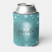 Blauw Metaal en Glitter Blikjeskoeler (Blikje Achterkant)