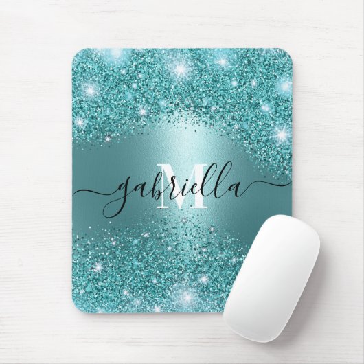 Blauw Metaal en Glitter Muismat (Met muis)