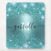Blauw Metaal en Glitter Muismat (Voorkant)