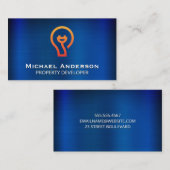 Blauw Metaal | Licht Lamp Elektrische Stekker Visitekaartje (Voorkant / Achterkant)