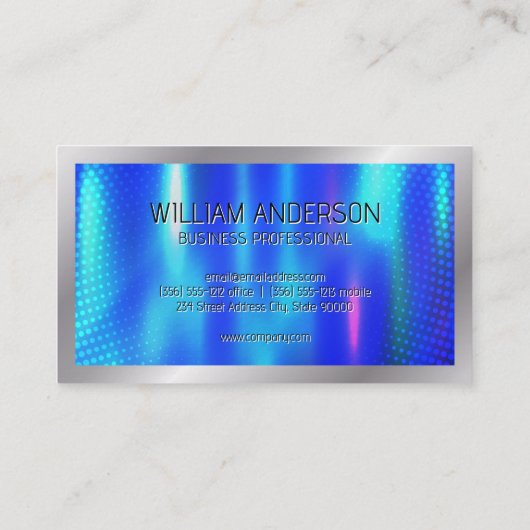 Blauw Metaal | QR Code | Bedrijfsleven Visitekaartje (Achterkant)