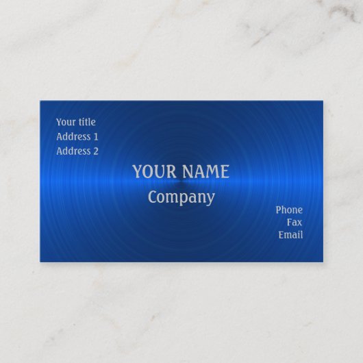 Blauw metaal visitekaartje (Voorkant)