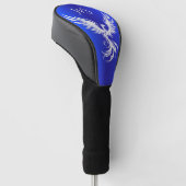 Blauw Metaalachtig Zilveren Phoenix Monogram Initi Golfheadcover (Schuin)