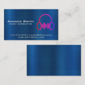 Blauw Metaalglans | Logo Hoofdtelefoon Visitekaartje (Voorkant / Achterkant)