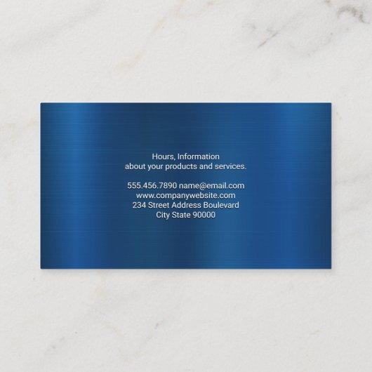 Blauw metalen achtergrond bier icoon visitekaartje (Achterkant)