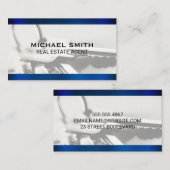 Blauw metalen toetsen achtergrond visitekaartje (Voorkant / Achterkant)