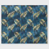 Blauw Metallic Elegant Tropisch Cadeau Cadeaupapier (Vlak)
