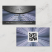 Blauw Metallic Elegantie met QR-code Visitekaartje (Voorkant / Achterkant)