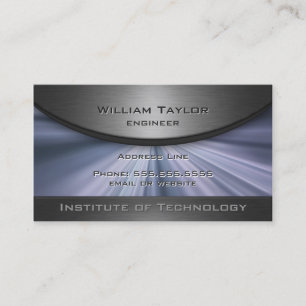 Blauw Metallic Elegantie met QR-code Visitekaartje