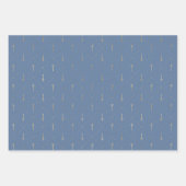 Blauw Metallic Gold Trident Zeemeermin onder het Z Inpakpapier Vel (Voorkant)