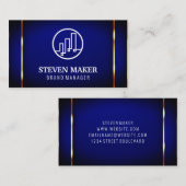 Blauw Metallic Goud Accent Achtergrond Visitekaartje (Voorkant / Achterkant)