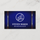 Blauw Metallic Goud Accent Achtergrond Visitekaartje (Voorkant)