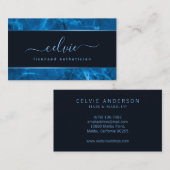 Blauw Metallic Lijst en Marmer | VISITEKAARTJE (Voorkant / Achterkant)