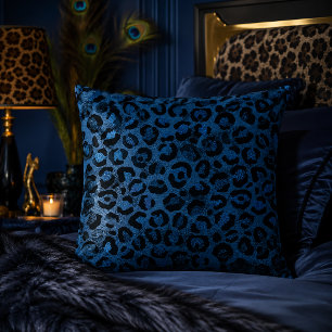 Blauw Metallic Luipaardprint Dierpatroon Kussen
