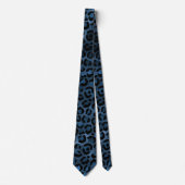 Blauw Metallic Luipaardprint Stropdas (Voorkant)
