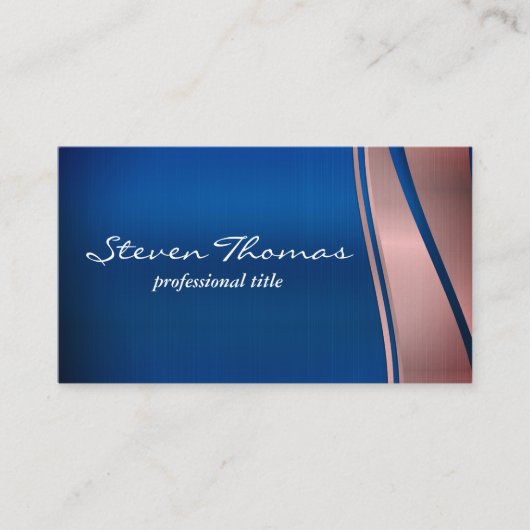 Blauw Metallic | Metalen achtergrond Visitekaartje (Voorkant)