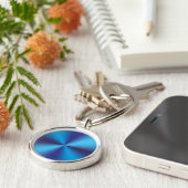 Blauw Metallic Textuur Design-47456 Sleutelhanger (Zijkant)