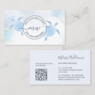 Blauw Metallic Tribal Turtles Logo Visitekaartje