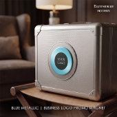 Blauw Metallic Zakelijk Logo Promo Magneet
