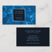 Blauw metallisch Lijst en marmer | Visitekaartje (Voorkant / Achterkant)