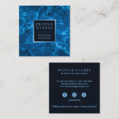 Blauw metallisch Lijst en marmer | Visitekaartje (Voorkant / Achterkant)