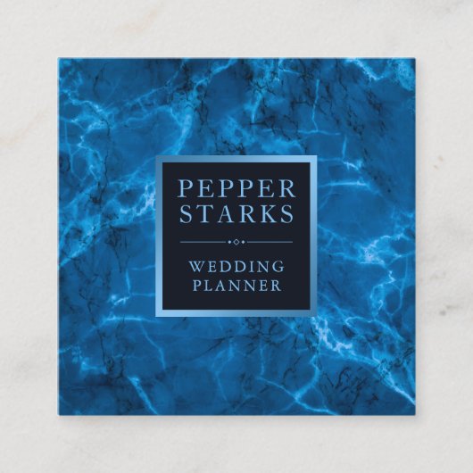 Blauw metallisch Lijst en marmer | Visitekaartje (Voorkant)