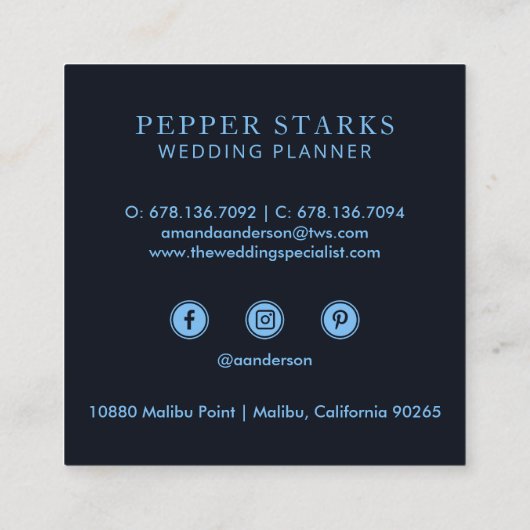 Blauw metallisch Lijst en marmer | Visitekaartje (Achterkant)