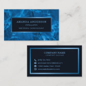 Blauw metallisch Lijst en marmer | Visitekaartje (Voorkant / Achterkant)