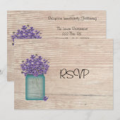 Blauw metselwerkpot viooltjes bruiloftsreceptie RS Kaart (Voorkant / Achterkant)
