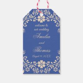 Blauw Mexicaans bloem bruilofts welkom Cadeaulabel