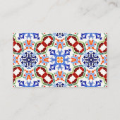 Blauw Mexicaans folk kleurrijke tegels qr cadeau r Informatiekaartje (Achterkant)