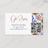 Blauw Mexicaans folk kleurrijke tegels qr cadeau r Informatiekaartje (Voorkant)