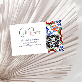 Blauw Mexicaans folk kleurrijke tegels qr cadeau r Informatiekaartje