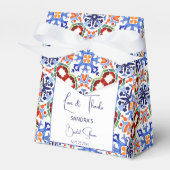 Blauw Mexicaans kleurrijk tegels vrijgezellenfeest Bedankdoosjes (Voorkant Zijde)