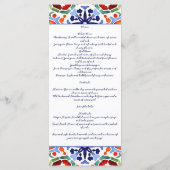 Blauw Mexicaans kleurrijke talavera tegels menu sj (Achterkant)