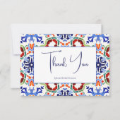 Blauw Mexicaans kleurrijke tegels bruidsdouche Bedankkaart (Voorkant)