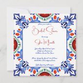 Blauw Mexicaans kleurrijke tegels vrijgezellenfees Kaart (Voorkant)