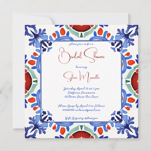 Blauw Mexicaans kleurrijke tegels vrijgezellenfees Kaart (Voorkant)